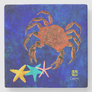 Crab & Starfish R - Marble Coaster