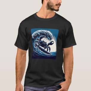 Crab Surfing Adventure Ocean Wave Beach Fun T-Shirt