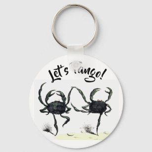 Crab tango dance cute vintage summer beach crabs key ring