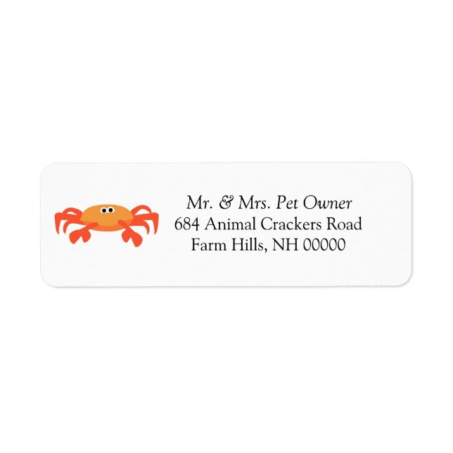 Crab Theme Return Address Labels Stickers (Front)