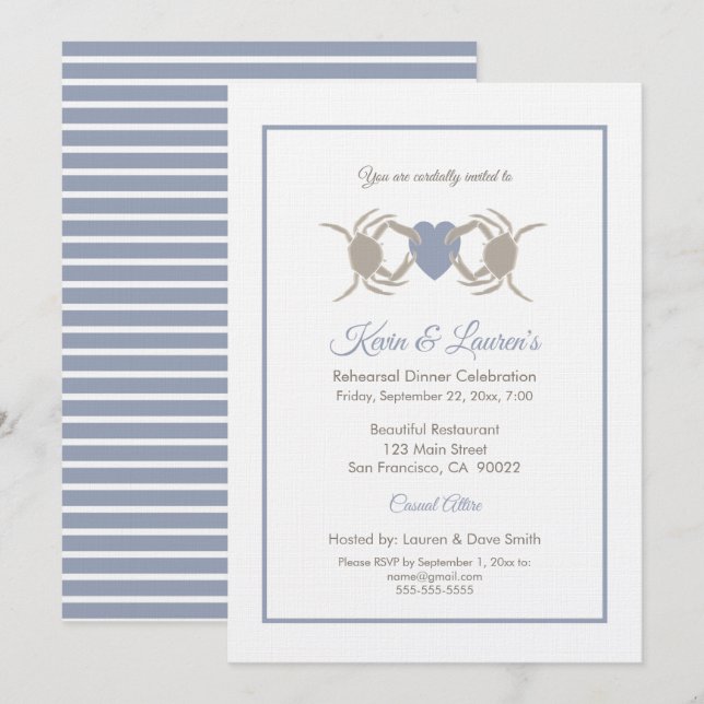 Crab Theme  Seafood | crab boil | rehearsal dinner Invitation (Front/Back)