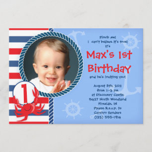 Crab Themed Birthday Party Invitation
