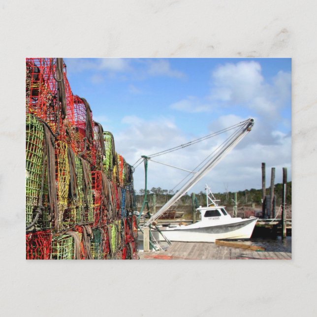 Crab Traps Stacked and Ready Postcard (Front)