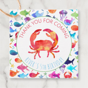 Crab Under The Sea Rainbow Fish Thank You Favour Tags