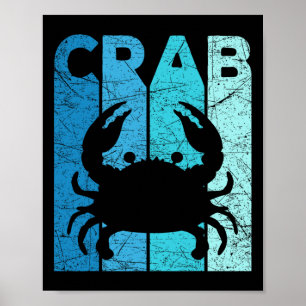 Crab Vintage Seafood Lover Crab Fishing Retro Crab Poster