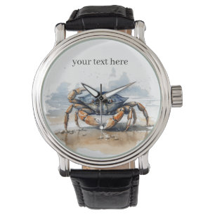 crab walking on the beach, customisable watch