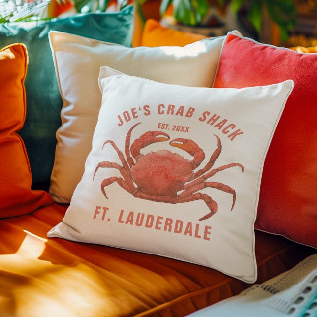 Crab Watercolors Illustration Custom Text Cushion (Creator Uploaded)
