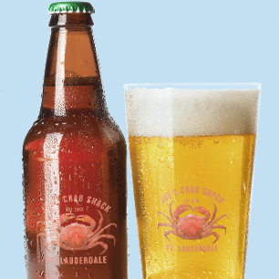 Crab Watercolors Illustration Custom Text Glass