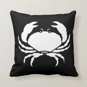CRAB WHITE on BLACK pillow
