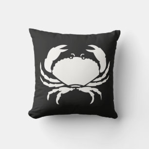 CRAB WHITE on BLACK Stylish Modern Stripes Back Th Cushion