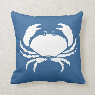 CRAB WHITE on  blue pillow