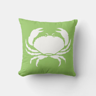CRAB WHITE on green pillow