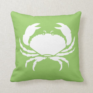 CRAB WHITE on green pillow