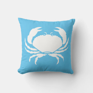CRAB WHITE onl blue pillow