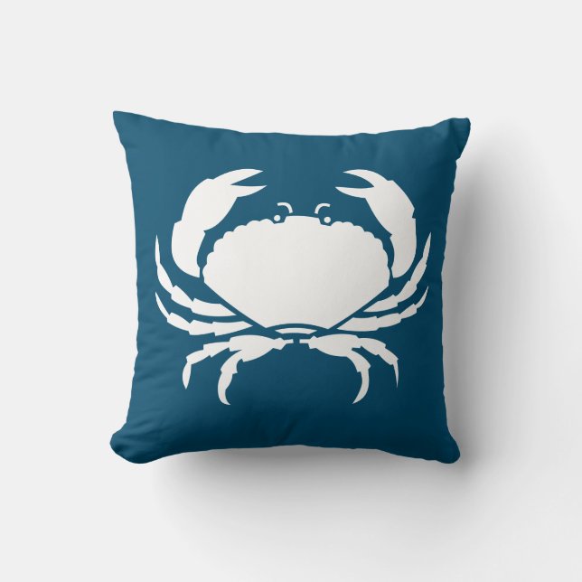 CRAB WHITE onl blue pillow (Front)