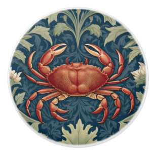 Crab William Morris style Nautical Sea Ocean Life Ceramic Knob