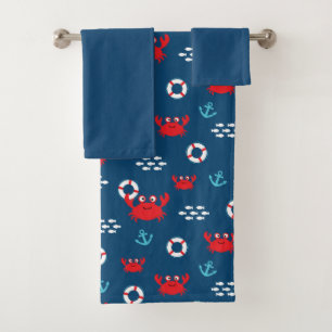 Crab with Lifebuoy Bath Towel Set