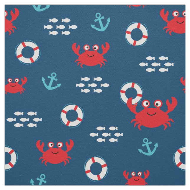 Crab with Lifebuoy Fabric (Swatch)