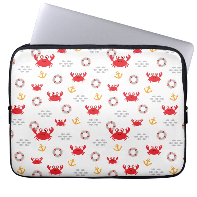 Crab with Lifebuoy Laptop Sleeve (Front)