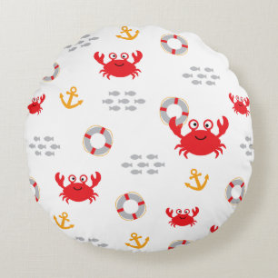 Crab with Lifebuoy Round Cushion