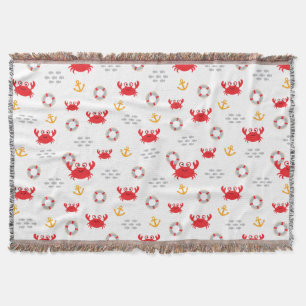 Crab with Lifebuoy Throw Blanket