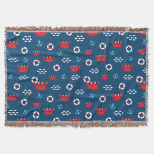 Crab with Lifebuoy Throw Blanket