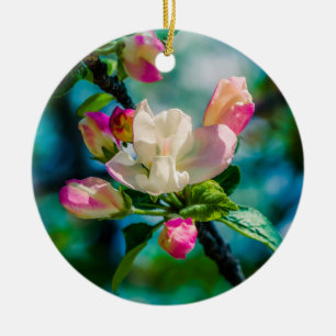 Crabapple flower and buds ceramic ornament