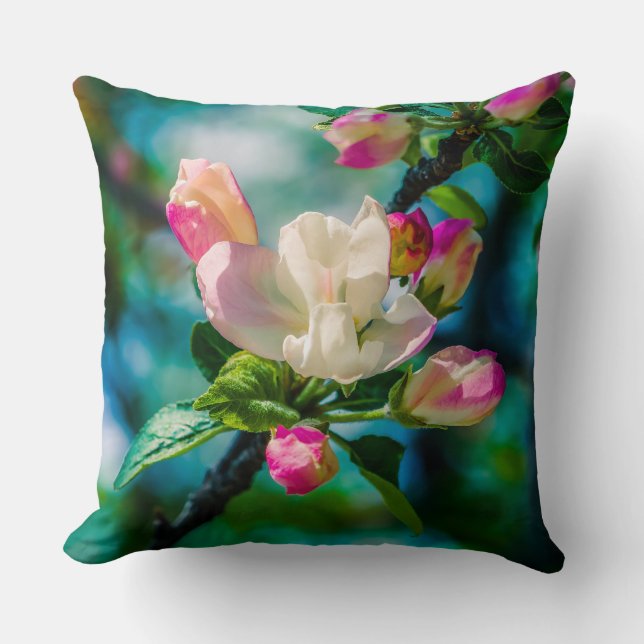 Crabapple flower and buds cushion (Front)
