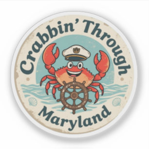 Crabbin’ Through Maryland_ Vintage Coastal Artwork