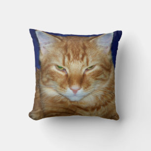 Crabby Cat - Orange Maine Coon Throw Pillow