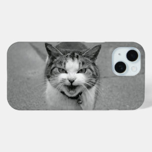 Crabby Cat with Annoyed Yowling Face iPhone 15 Case