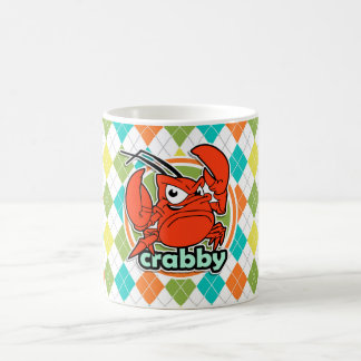Crabby; Colourful Argyle Pattern Coffee Mug