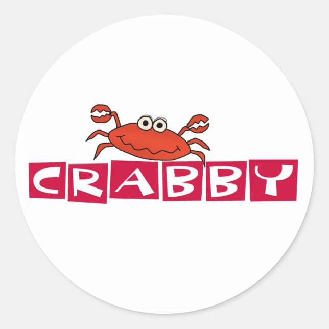 Crabby Crab Classic Round Sticker (Front)