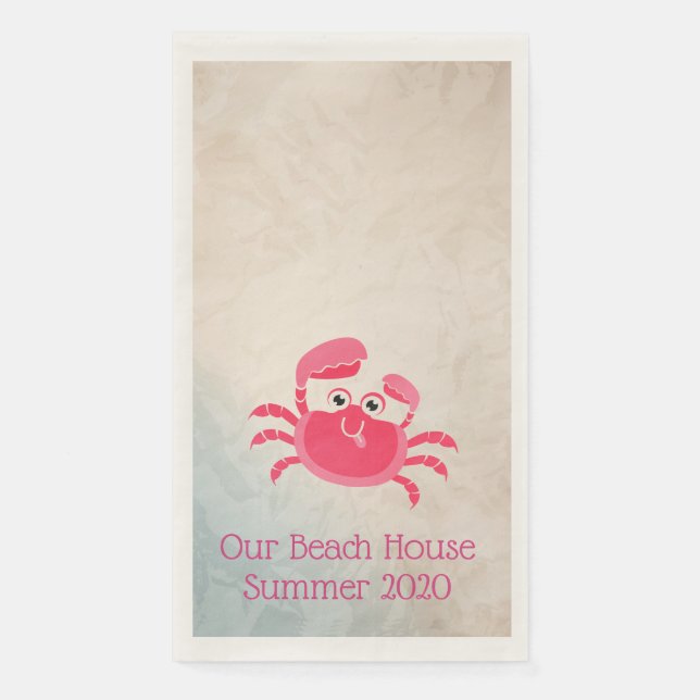 Crabby Crab Design Guest Towel Napkin (Front)