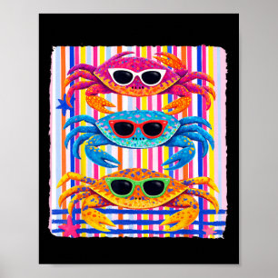 Crabby Crab Sungles Summer Hawaii Beach Vacation Poster