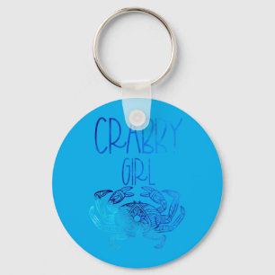 Crabby Girl Cancer Crab Zodiac Sign Summer Key Ring
