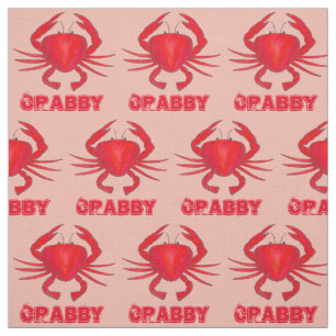 Crabby Red Pink Maryland Baltimore Crab Beach MD Fabric