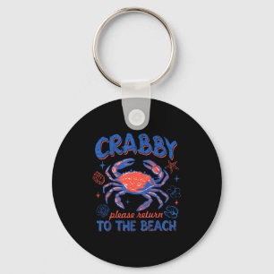 Crabby return to the beach summer vacation crab key ring