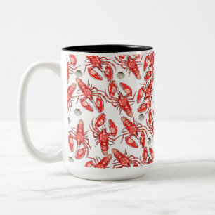 Crabs and lobsters. Seafood. Two-Tone Coffee Mug