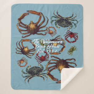 Crabs Beach House Custom Date Established Sherpa Blanket
