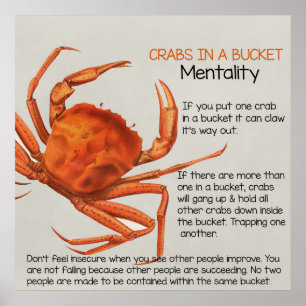 Crabs in a Bucket Square Poster Print