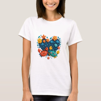 Crabs in a Heart-Shaped Underwater World T-Shirt