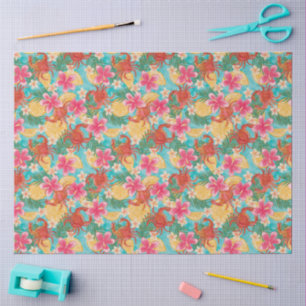 Crabs Lemons Hibiscus Hand-Drawn Tropical Pattern Tissue Paper