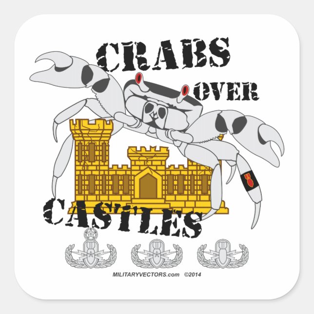Crabs over Castles Square Sticker (Front)