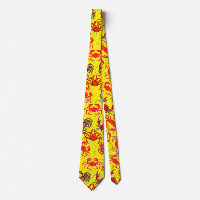 Crabs Patternx4 B Yellow BG Tie (Front)