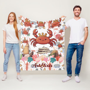 Crabs Print  Fleece Blanket