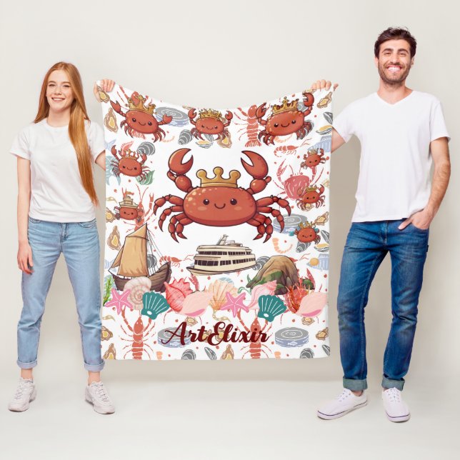 Crabs Print  Fleece Blanket (In Situ)