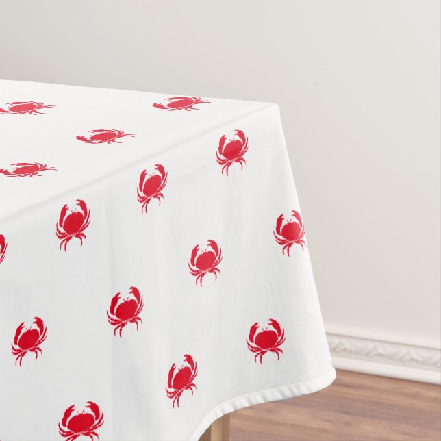 Crabs red white sea animals pattern modern tablecloth (In Situ)