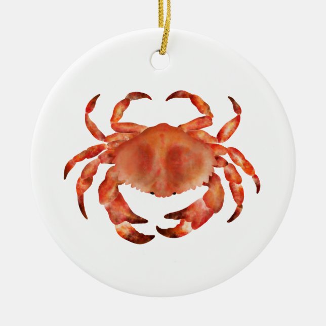 Crabs Seaside Pattern Personalised Ceramic Ornament (Front)