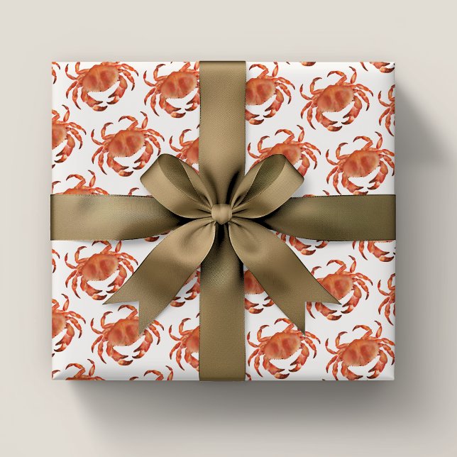 Crabs Seaside Pattern Wrapping Paper (Brown crab crustacean wrapping paper rolls)